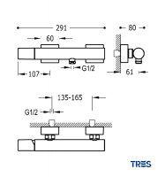 MONOMANDO DUCHA PROJECT TRES GRIFERIA MEDIDAS